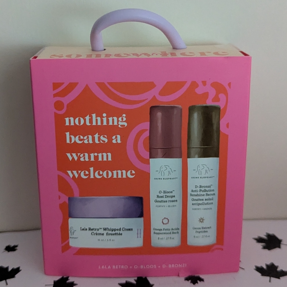 Drunk Elephant Lala Retro, O-Bloos, D-Bronzi Set, travel size.